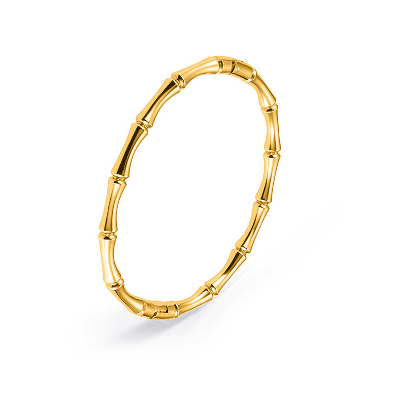 Wholesale Simple and Elegant Style Gold Bamboo Solid Stainless Steel Bracelet